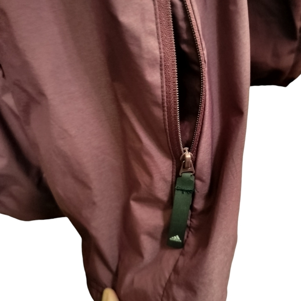 M446)Adidas Men Maroon Burgundy Zip Front Track Hoodie Windbreaker Medium - Picture 7 of 11
